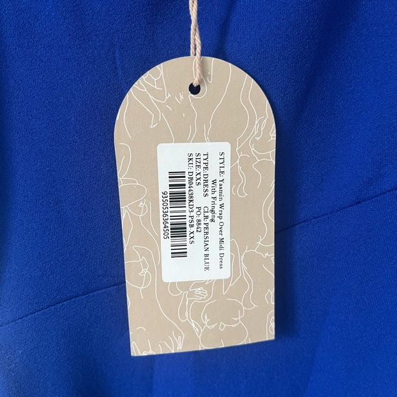 NWT Meshki Yasmin Wrap Over Midi Dress With Fringing - Picture 5 of 5